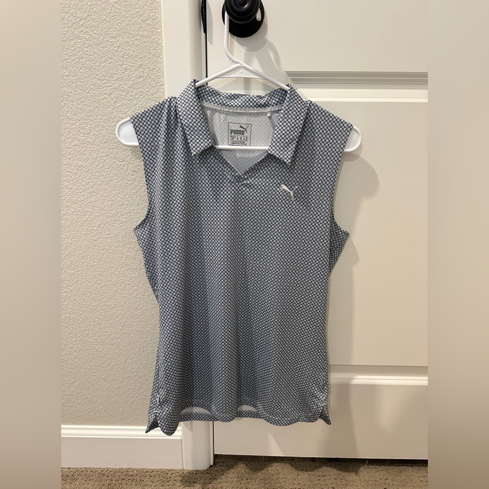 Puma Women's Sleeveless Polo Shirt - Blue Print Size S